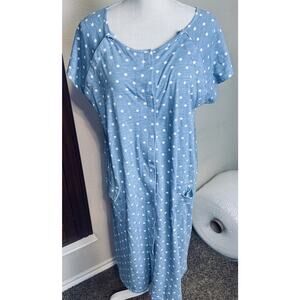 Kindred Bravely Universal Labor Delivery Nursing Mama Gown S/M/L Blue polka dot